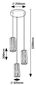 Rabalux 72255 závesný trojramenný luster Veness, dymová