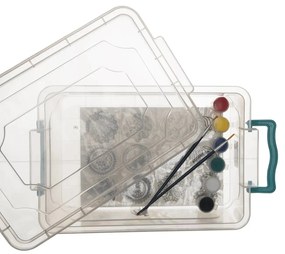 Transparentný úložný box s vekom, UHO, obdĺžnikový nízky 20l, 48x33x20cm