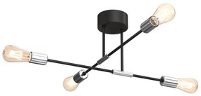 Luster na tyči FLAME 4xE27/60W/230V čierna/lesklý chróm