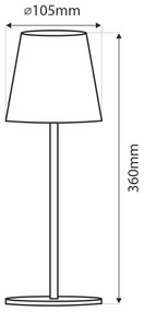 LED dotyková stolná lampa stmievateľná 5W/5V USB 1200 mAh biela