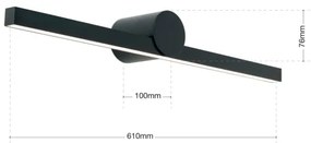 Orion Soff 3-584-LED Kúp. osvetlenie zrkadla BEAUTY LED/12W/230V 61cm IP54 čierna