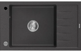 Mexen Elias granitový jednokomorový drez s krátkym odkvapkávačom 795 x 480 mm, Čierna škvrnitá - 6511791005-76