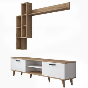 Bielo/prírodná TV súprava v dekore orecha 180x48 cm Veronica - Kalune Design