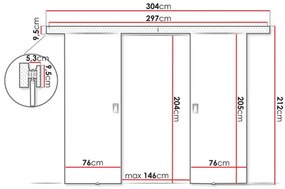 Posuvné dvere Jowenton Duo 152 (čierna) . Vlastná spoľahlivá doprava až k Vám domov. 1104650