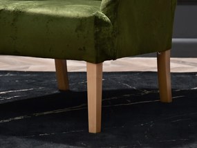 Relaxačné kreslo Roseile (zelená + dub). Akcia -19%. Vlastná spoľahlivá doprava až k Vám domov. 1136277