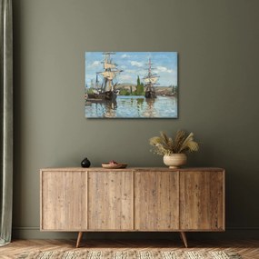Obraz - Claude Monet, Ships Riding on the Seine at Rouen, reprodukcia (70x50 cm)