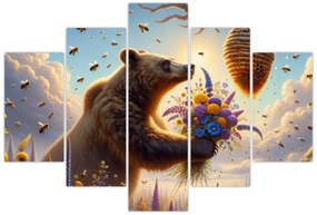 Obraz - Medveď a včielky (150x105 cm)