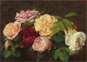 Obraz - Henri Fantin-Latour, Roses de Nice on a Table, reprodukcia (70x50 cm)