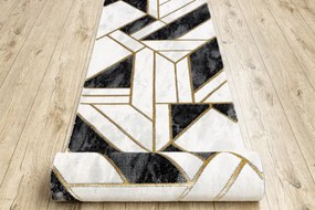 Behúň EMERALD exkluzívny 1015 glamour, marmur, geometrický čierny/zlatý