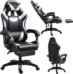 LEAN Kancelárska stolička s opierkou na nohy a vankúšmi – biela