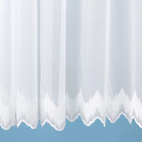Biela záclona s perleťovo vytkávanou bordúrou cikcak do oblúčka ZAC-029 výška 295 cm Iba metráž