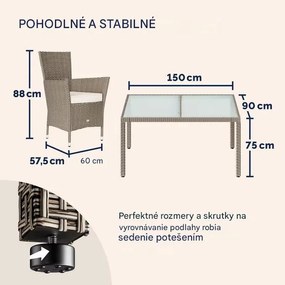 InternetovaZahrada Záhradná ratanová zostava Berlin 1+6 - béžová/krémová