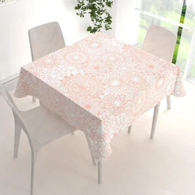 Biante Bavlnený štvorcový obrus Sandra SA-275 Svetlo lososové mandaly na bielom 120x120 cm