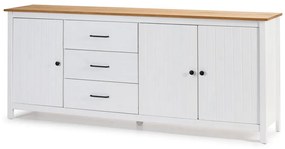 Biela nízka komoda z borovicového dreva 190x80 cm Miranda – Marckeric