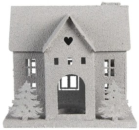 Šedý antik kovový svietnik domček Vintage House - 26*17*24 cm