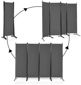 4-panelový paraván 173 cm šedý