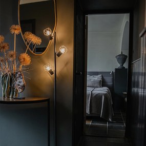 Dizajnová stojaca lampa čierna so zlatom 3-svetlo nastaviteľné - Mesh