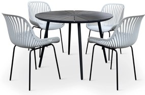 Noela Záhradný jedálenský set Wilder + 4x stolička GABY sivá
