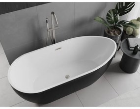 Mexen Eos, voľne stojaca vaňa 150 x 75 cm, biela-čierna, brúsená oceľ prepad, 52471507575-97