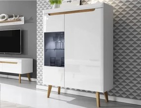 Nízka vitrína Nordi, dub riviéra/biela lesk%