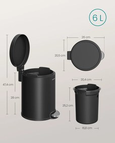 Odpadkový koš Jelis 6 L černý