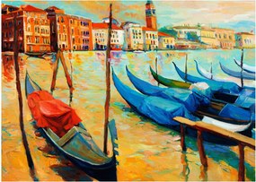 Obraz - Prístav v Benátkach (70x50 cm)