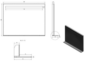 Sapho Sapho, BRETO zrkadlo s LED osvetlením a policou 800x608mm, BT080