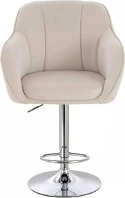 LuxuryForm DESIGN Barová stolička AVOLA VELUR na striebornom tanieri - krémová