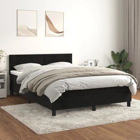 Posteľný rám boxspring s matracom čierny 140x200 cm zamat 3141367