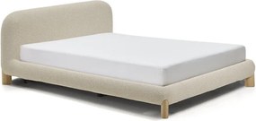 Béžová čalúnená dvojlôžková posteľ bez roštu 160x200 cm Odina – Kave Home