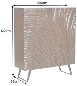 Komoda FLUID 120 cm 3D akáciové drevo orech hnedá
