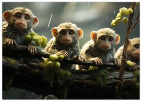 Sklenený obraz - Opičky (70x50 cm)