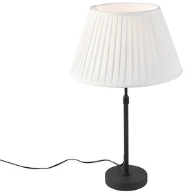 Stolová lampa čierna s riaseným tienidlom krémová 35 cm nastaviteľná - Parte