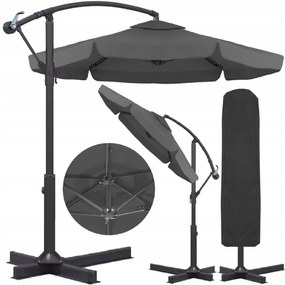 Záhradný skladací slnečník ARCADIA 300 cm, sivý