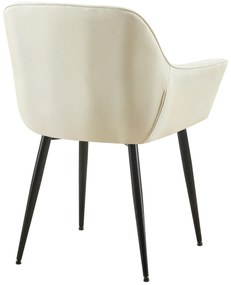 Stolička s podrúčkami Roseville - látka, nohy čierny kov - Krémová