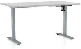 Výškovo nastaviteľný stôl OfficeTech A, 140 x 80 cm, sivá podnož, svetlo sivá