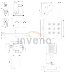 Invena Nyks, podomietková sprchová sada s 2-výstupovým telesom, chróm lesklý, INV-BS-28-0K2-A