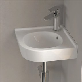 VILLEROY &amp; BOCH O.novo Compact rohové závesné umývadielko s otvorom, s prepadom, 450 x 400 mm, biela alpská, 73103201