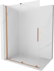 Mexen Velar, sprchová zástena s posuvnými dverami Walk-in 130 x 200 cm, 8mm sklo námraza, medená matná, 871-130-000-33-65