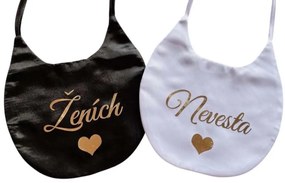 Svadobné podbradníky s metalickým zlatým nápisom 18 - Veľký