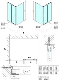Polysan Polysan, DEEP obdĺžniková sprchová zástena 1200x900mm L/P varianta, čire sklo, MD1216MD3316