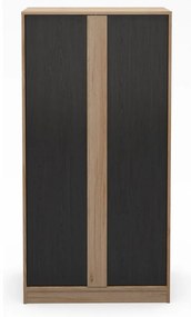 Šatníková skriňa v dekore duba v čierno-prírodnej farbe 90x180x53 cm Dennis – Marckeric