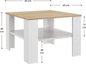 Biely konferenčný stolík s policou, 60x60 cm