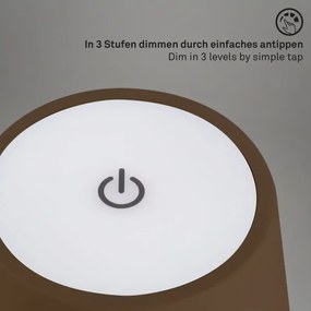 Brilo - LED stolná nabíjateľná dotyková lampa KIKI LED/2,6W/5V IP44 2600 mAh hnedá
