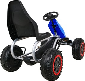 Ramiz Veľká pedálová motokára Silná pre deti Modrá + 100 kg záťaž + EVA kolesá + Ručná brzda + Športové sedadlo