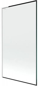 Mexen Next L, 1-krídlová vaňová zástena 100 x 150 cm, 6mm číre sklo-čierny vzor, biely profil, 895-100-000-03-70-20