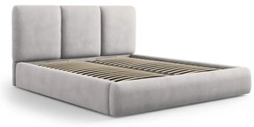 Svetlosivá čalúnená dvojlôžková posteľ s úložným priestorom s roštom 140x200 cm Brody – Mazzini Beds
