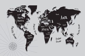 Obraz na korku jedinečná čiernobiela mapa