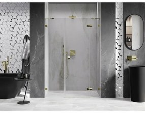 Mexen Lunar, pravé otočné sprchové dvere 135 cm, číre sklo, zlatý profil, 834S-135-050-50-00-P