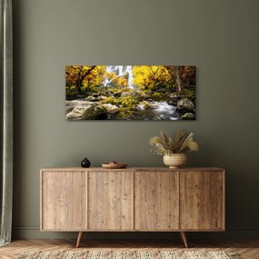 Obraz - Vodopády v jesennej krajine, žlté (120x50 cm)